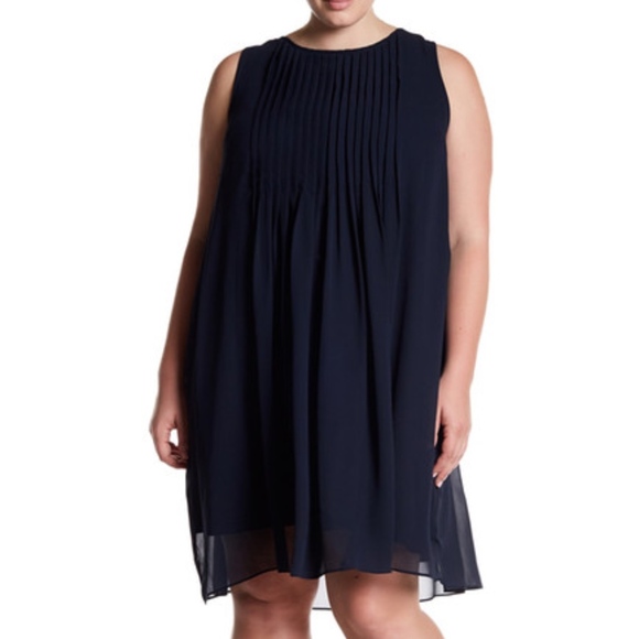 Sharagano Dresses & Skirts - Sharagano Navy Pleated A-Line Dress 18W Plus